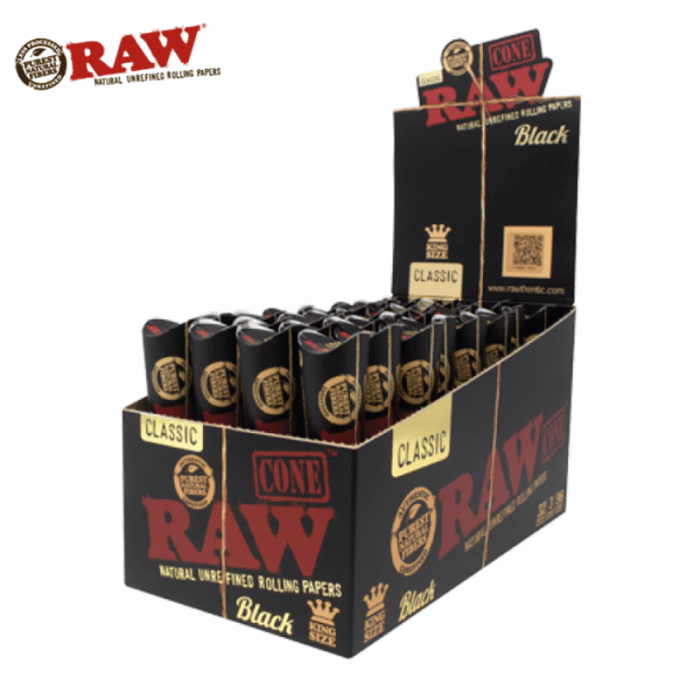 Raw Classic Black Cones 20CT/12PK